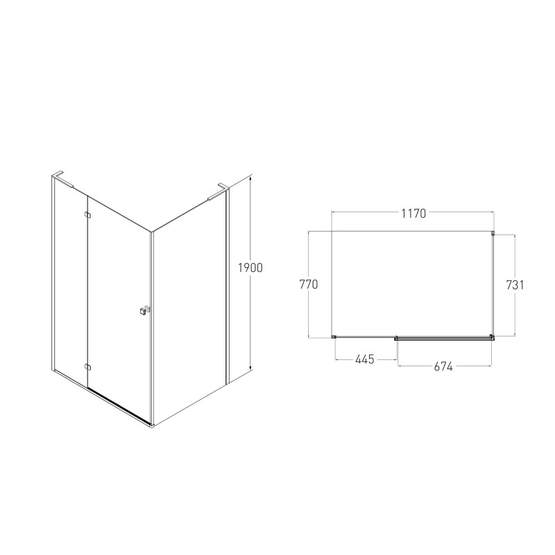 VOLLE BENITA Left душова кабіна 120*80*190см, прямокутна, розпашна, профіль cromo, скло прозоре 8 мм, без піддону, (1017.134600L(3 коробки))