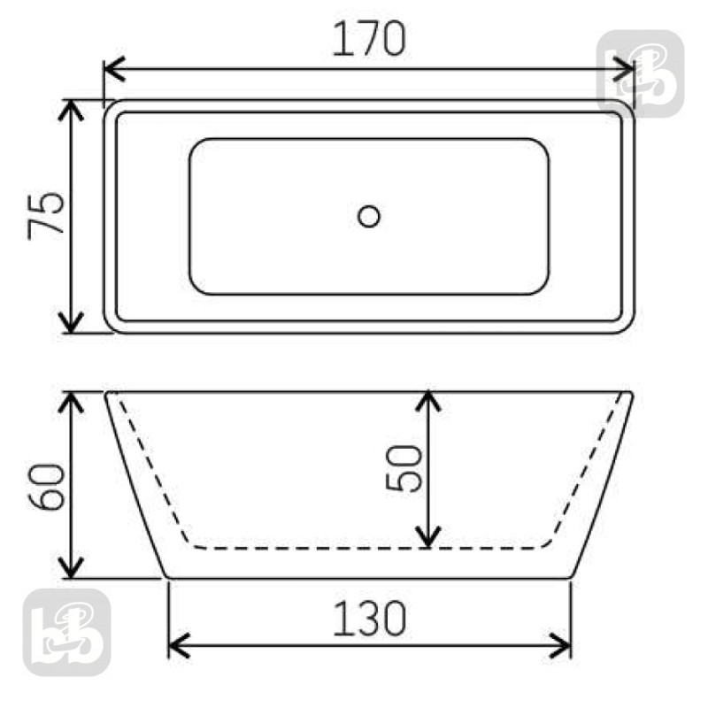 VOLLE Ванна 170*75*60см отдельностоящая, (12-22-611)