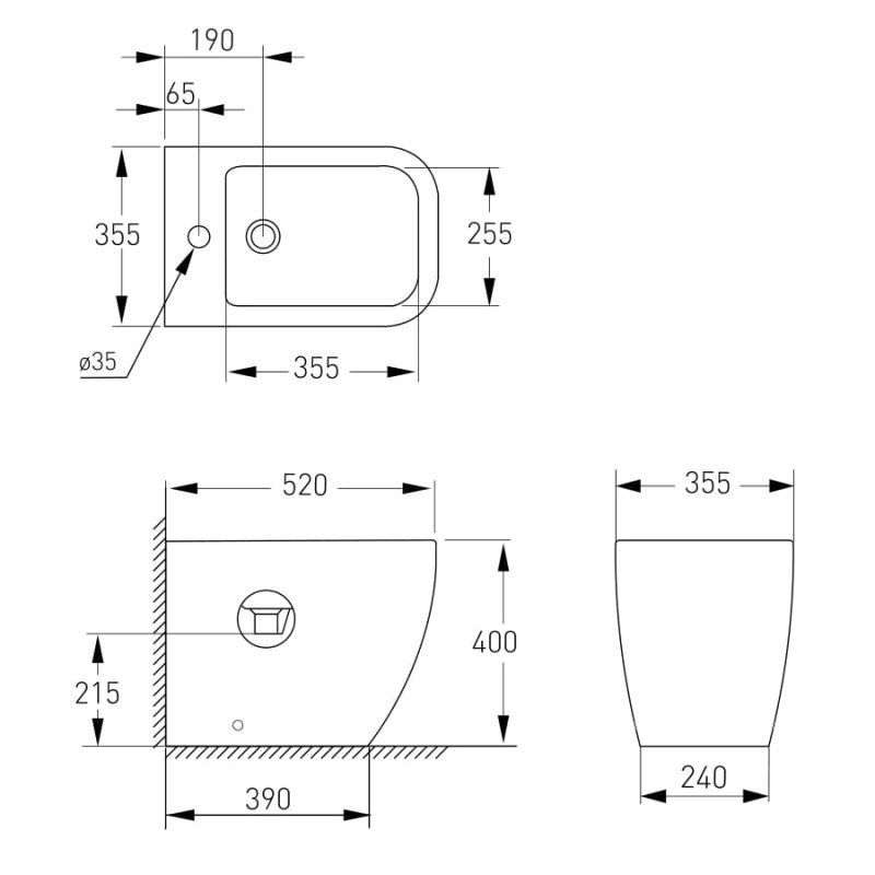 VOLLE ORLANDO біде 52*35,5*40см підлогове, (13-35-072)