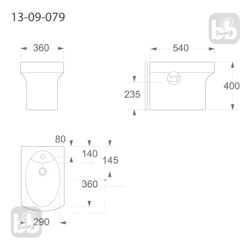 VOLLE BENITA биде 54*36*40см напольное, (13-09-079)