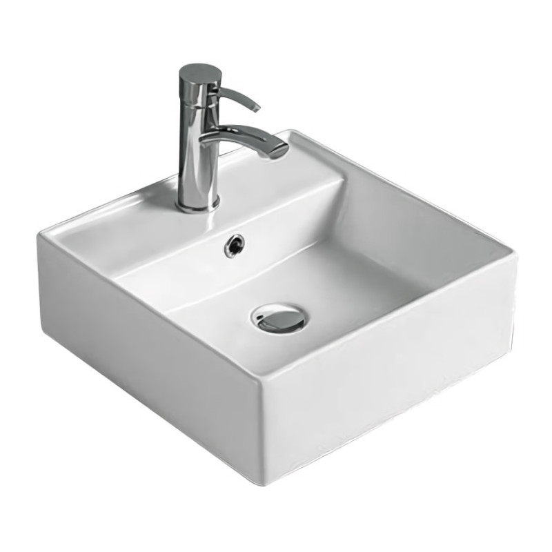 VOLLE умивальник 40,5*40,5*15см накладний з отвором під змішувач, квадратний, матовий, (13-01M-102)