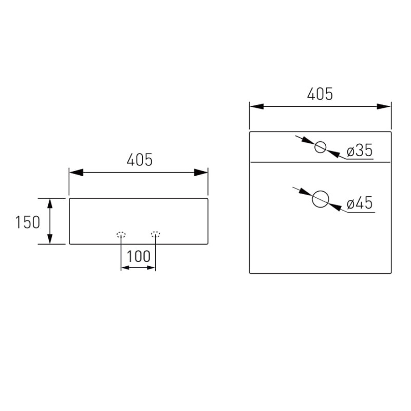 VOLLE умивальник 40,5*40,5*15см накладний з отвором під змішувач, квадратний, матовий, (13-01M-102)