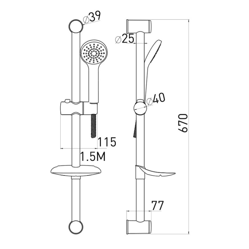 VOLLE FIESTA набор для ванны (15151100+15152100+штанга), (1515112161)