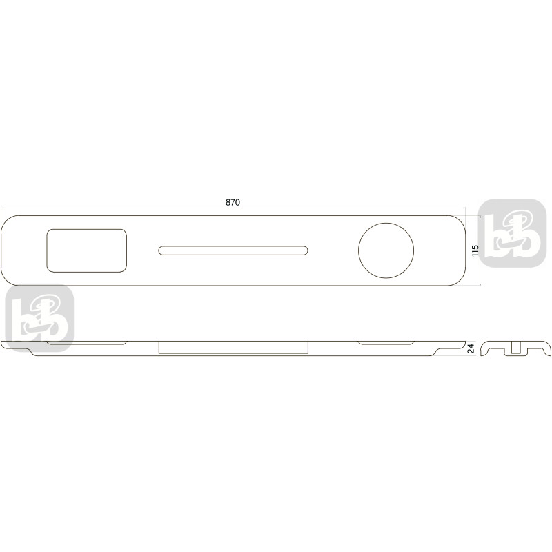 VOLLE Накладна полиця на ванну, кам`яна Solid surface 870 * 115 *24мм, колір коричневий, (18-40-403S)