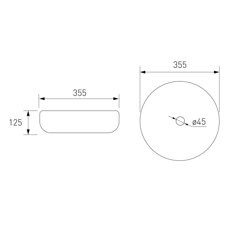 VOLLE раковина 35,5*35,5*12,5см, накладная, круглая, матовая, (13-01M-040)