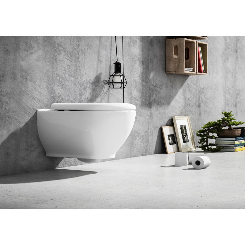 VOLLE OLIVA унітаз 52,5*36,5*40см підвісний Rimless, в комплекті із сидінням Slim slow-closing, (13-45-165)