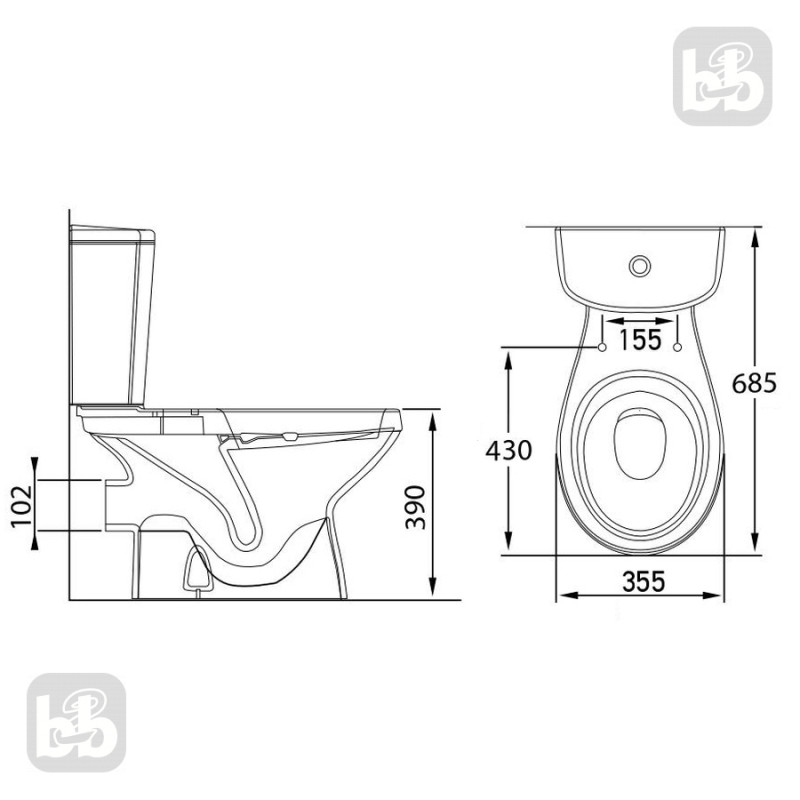 VOLLE MARO компакт підлоговий 68,5*35,5*75,5см гор. випуск, нижній підвід, бачок 6л, сидіння м`яке, (13-52-334)