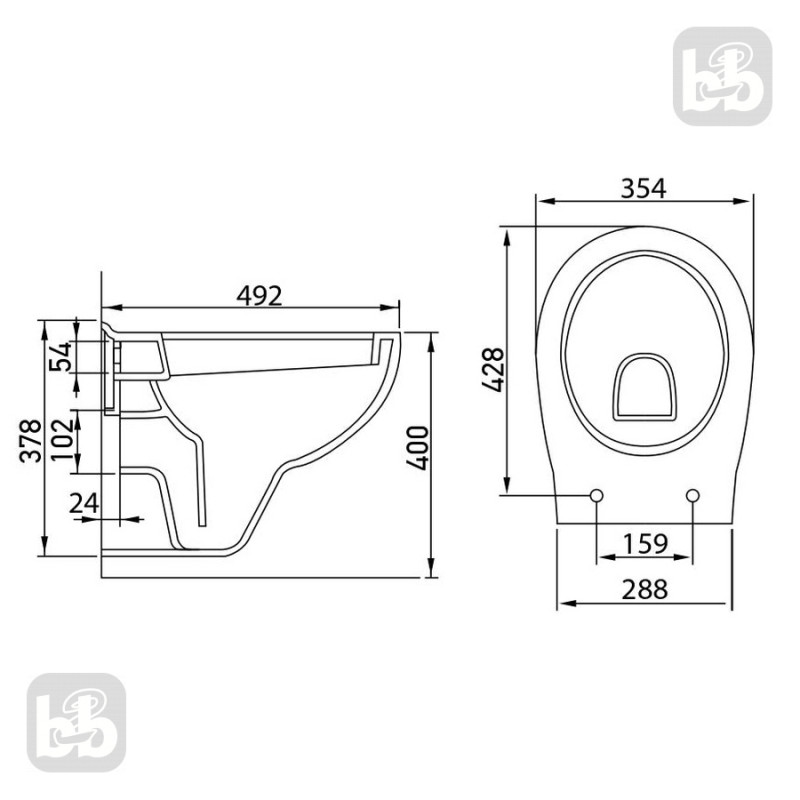 VOLLE MARO унітаз 49,2*35,4*40см підвісний, сидіння м`яке, (13-52-321)
