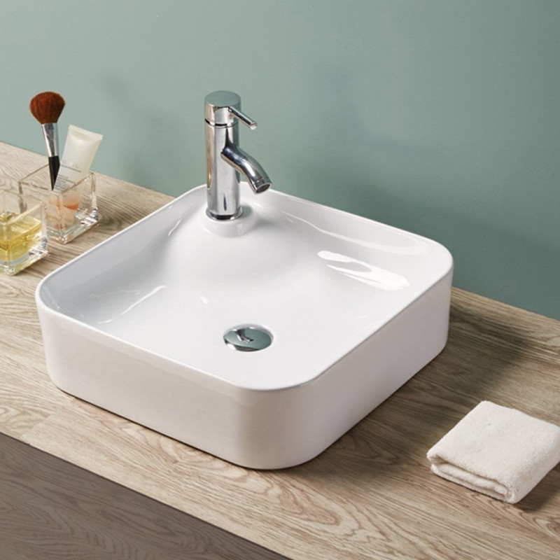 VOLLE умивальник 43*43*12см, накладний з отвором під змiшувач, квадратний, (13-01-038)