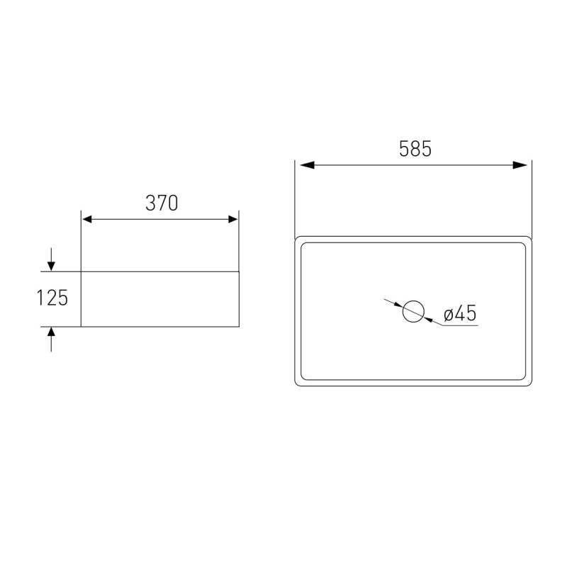 VOLLE умивальник 58,5*37*12,5см, накладний, (13-01-223)