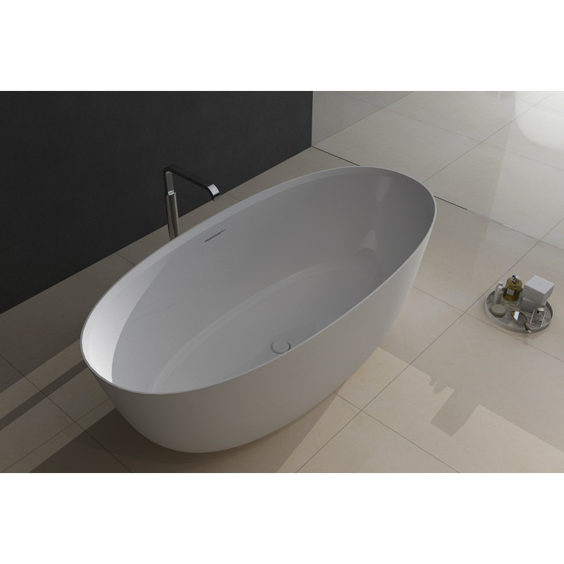 VOLLE Ванна 170*80*54см отдельностоящая каменная, с переливом и донным клапаном, (12-22-168)