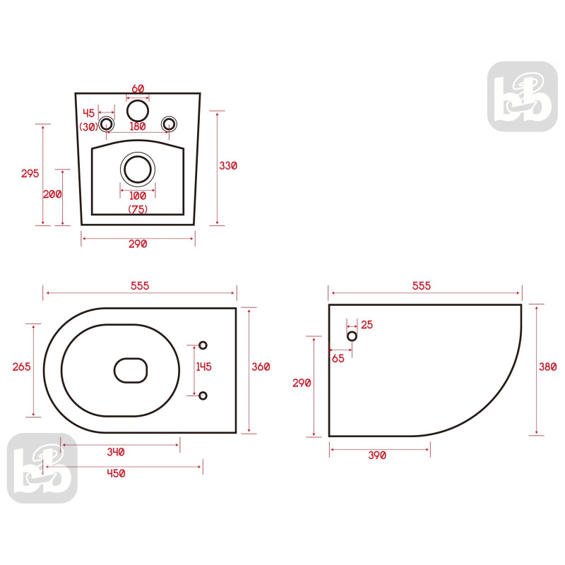 VOLLE AMADEUS унитаз 55,5*36*40см подвесной с сиденье твердое Slim slow-closing, (13-06-055)