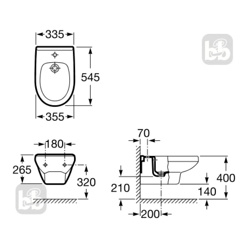 ROCA VICTORIA біде підвісне, (A35530500S)