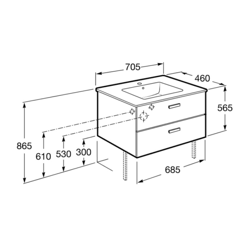 ROCA Тумба для ванної кімнати VICTORIA BASIC A856682806, білий, (A856682806)