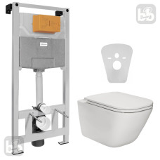 ROCA Комплект: GAP Rimless унiтаз пiдвiсний з сидiнням Slim, slow-closing + VOLLE MASTER NEO iнсталяцiя для пiдвiсного унiтазу без клавiшi, (A34H470000+201010)