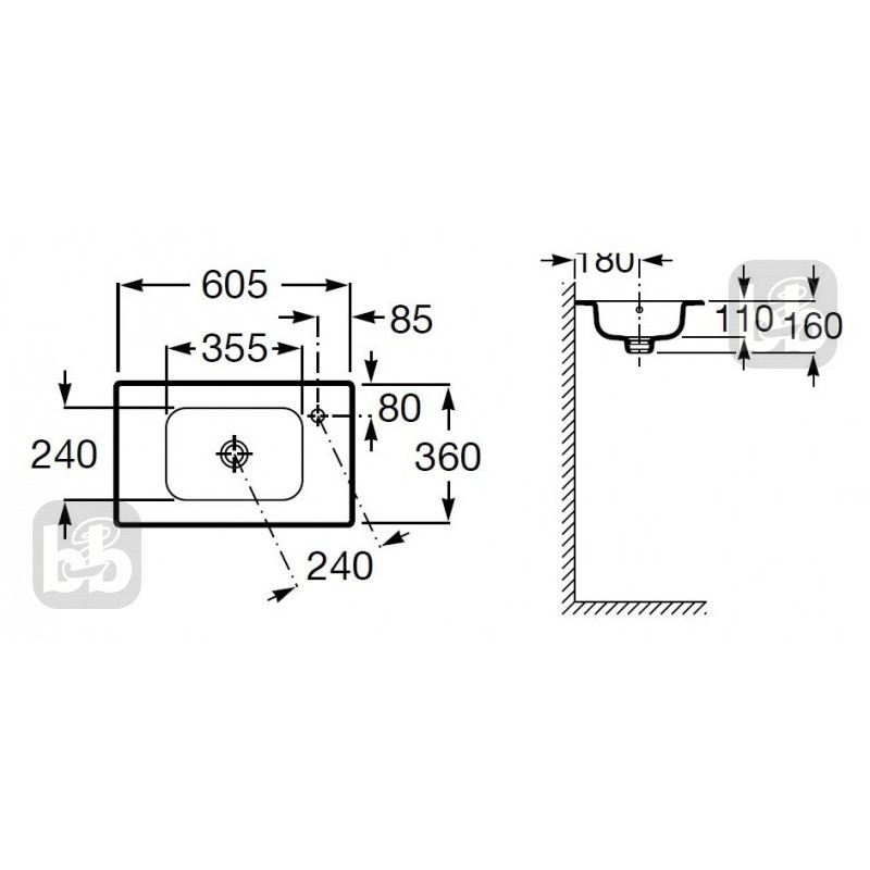 ROCA DEBBA умивальник вiд меблевого комплекту 60см, (A32599H000)