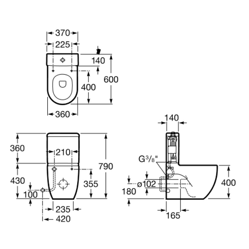 ROCA Н-МЕРИДИАН Компакт унитаз, (A342248000)