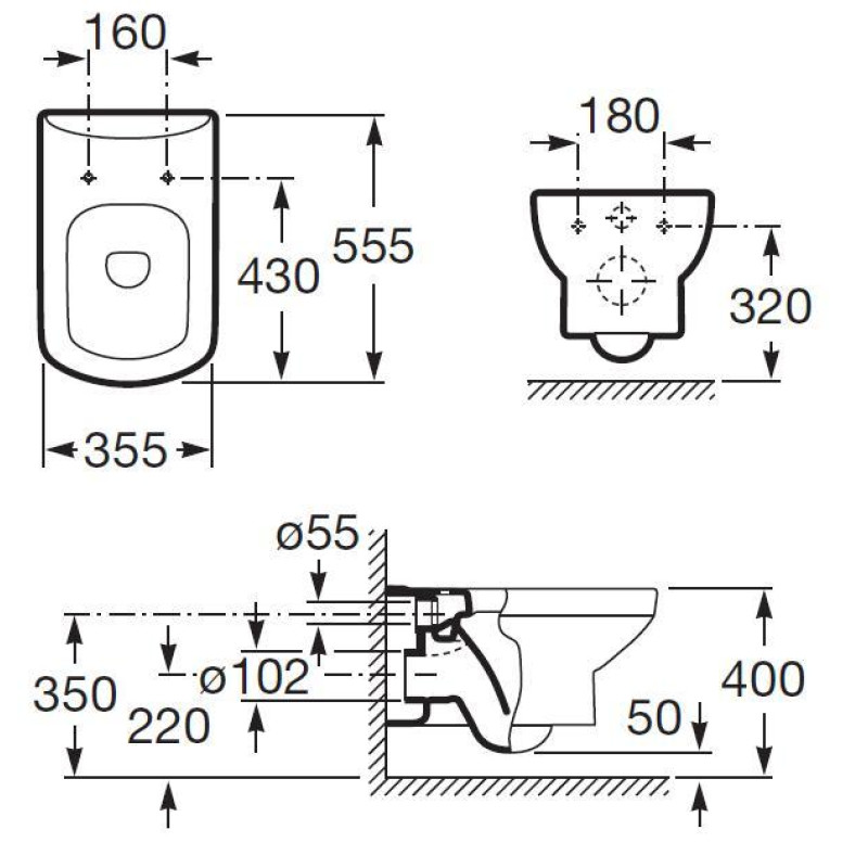 ROCA DAMA SENSO чаша підвісного унітазу, (A346517000)