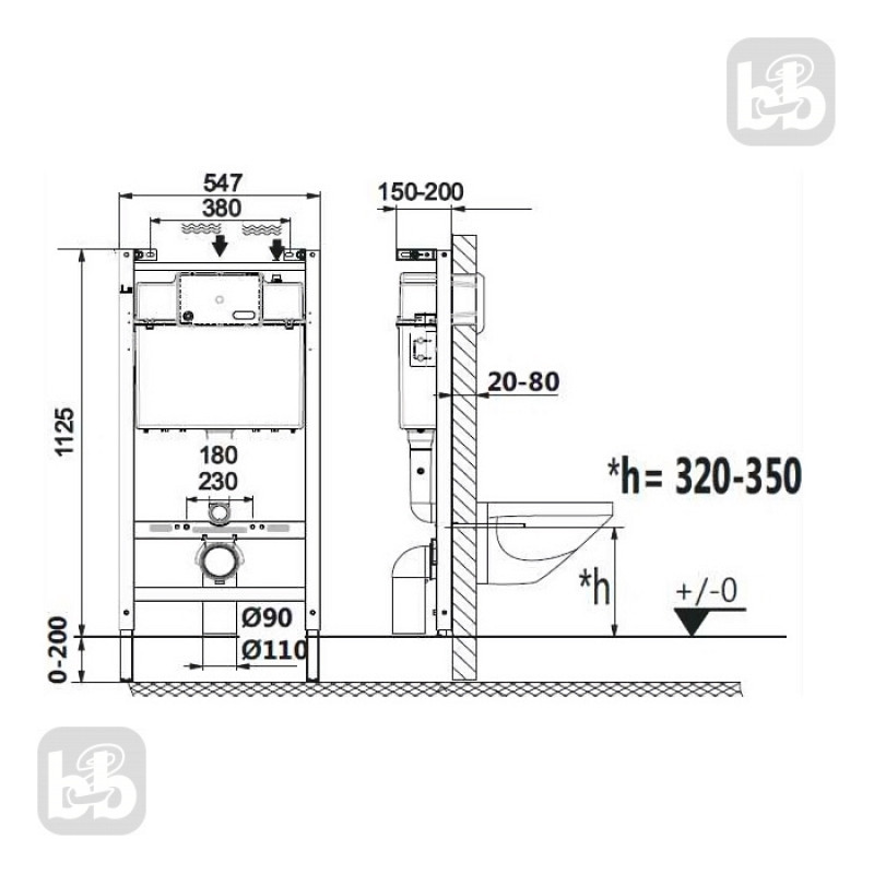 ROCA ACTIVE iнсталяцiя з кнопкою, (A89P11001B)