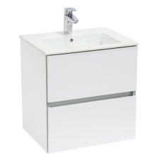 ROCA CUBE комплект: тумба 55*65*43см, з 2ма ящ., без нiжок, умивальник 65*43см, з отв. пiд змiшувач, колiр бiлий глянець, (A85119B806)