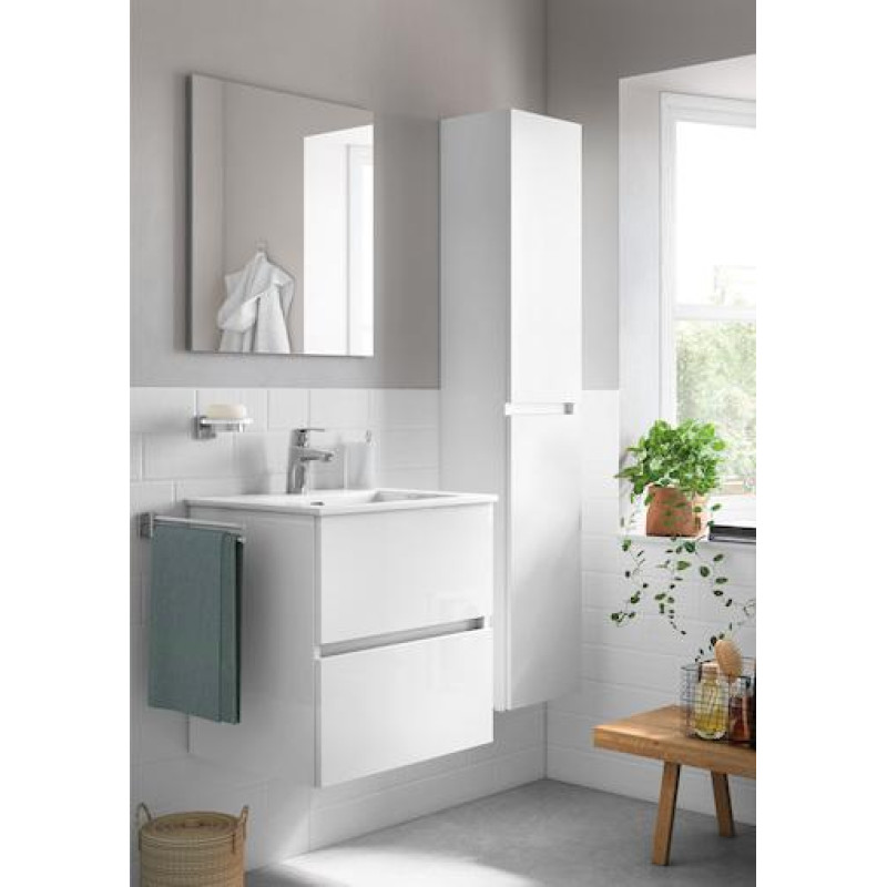 ROCA CUBE комплект: тумба 55*65*43см, з 2ма ящ., без нiжок, умивальник 65*43см, з отв. пiд змiшувач, колiр бiлий глянець, (A85119B806)