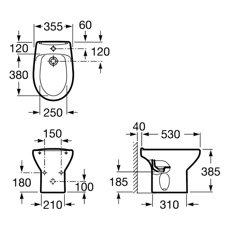 ROCA VICTORIA биде, белое, (A355394003)