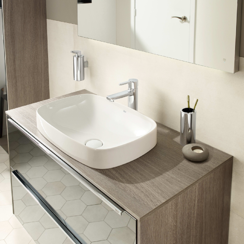 ROCA INSPIRA SOFT раковина 500*370*140мм, овальна, накладна, без отв. пiд змiшувач, без переливу, (A327500000)