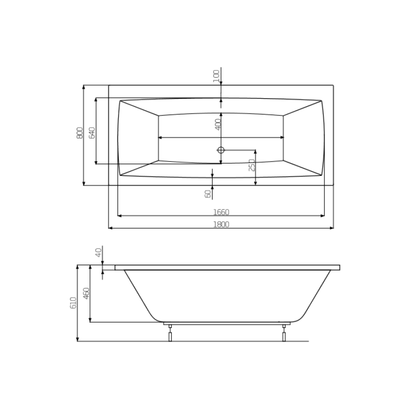 ROCA VITA ванна 1800*800мм, з нiжками, (A24T074000)