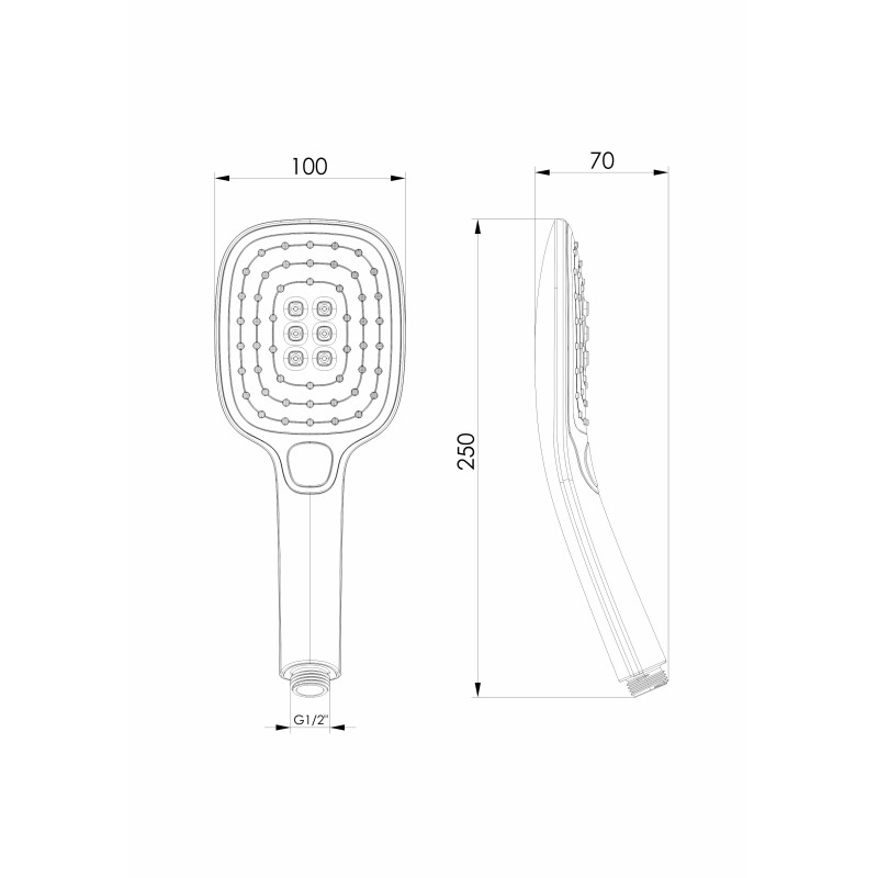 VOLLE CASCADA A21 душ ручний, 100*247мм, 3 режими, кнопковий перемикач, ABS, біла кришка, cromo, (1586.070301)