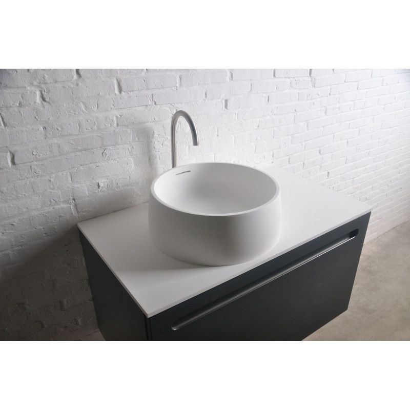 VOLLE Умивальник 42*15см накладний кам`яний круглий Solid surface, (13-40-468)