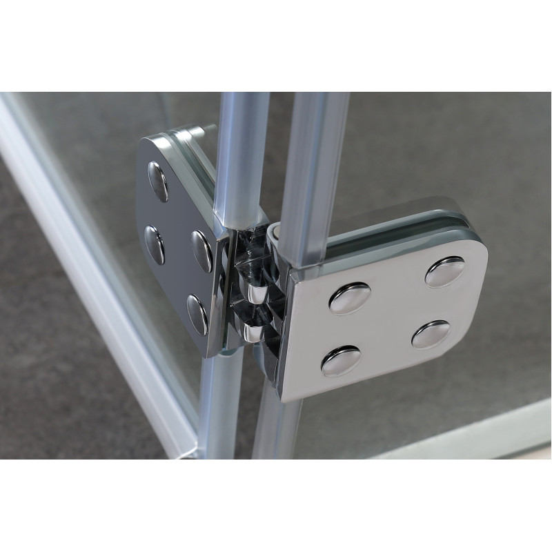 VOLLE BENITA Right душ кабіна квадратна 90*90*195 см, піддон (PUF) 5 см (з сифоном), розпашна, профіль хром, скло прозоре, (10-22-905R(5 коробок))