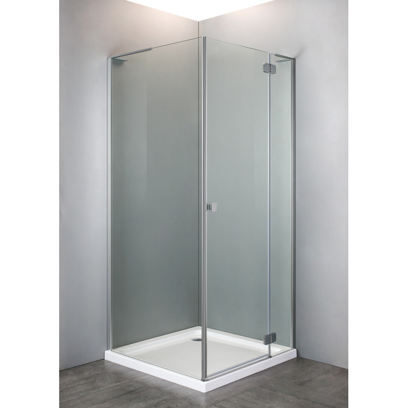 VOLLE BENITA Right душ кабіна квадратна 90*90*195 см, піддон (PUF) 5 см (з сифоном), розпашна, профіль хром, скло прозоре, (10-22-905R(5 коробок))