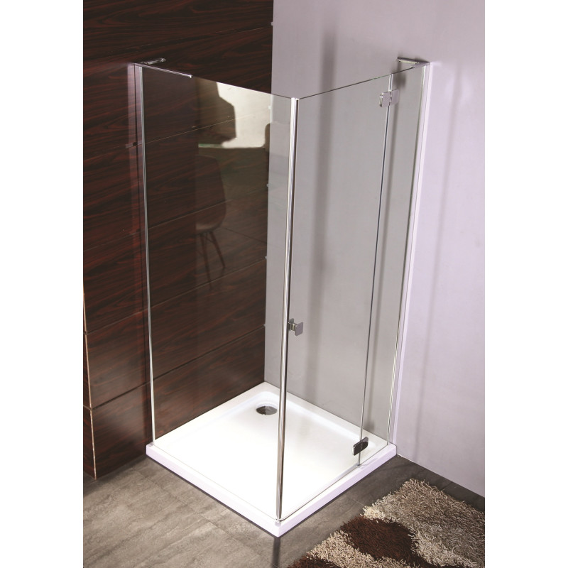 VOLLE BENITA Right душ кабіна квадратна 90*90*195 см, піддон (PUF) 5 см (з сифоном), розпашна, профіль хром, скло прозоре, (10-22-905R(5 коробок))