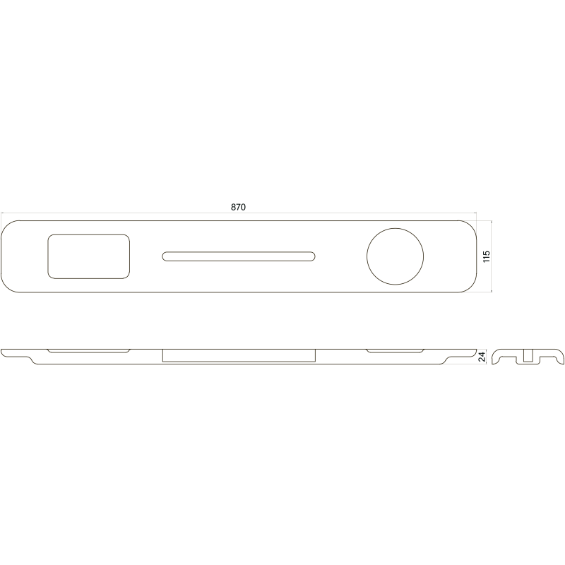 VOLLE Накладна полиця на ванну, кам`яна Solid surface 870 * 115 *24мм, колір білий, (18-40-403)