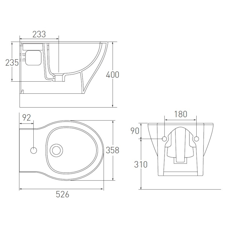VOLLE IBERIA біде 52,6*35,8*40см підвісне, (13-21-027)