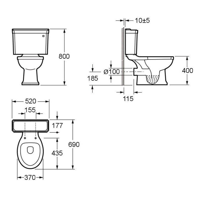 VOLLE DON GRANDES компакт підлоговий 69*37*80cм гор. випуск, бачок 4/6л, сидіння тверде slow-closing, колір Wenge, (13-13-132)
