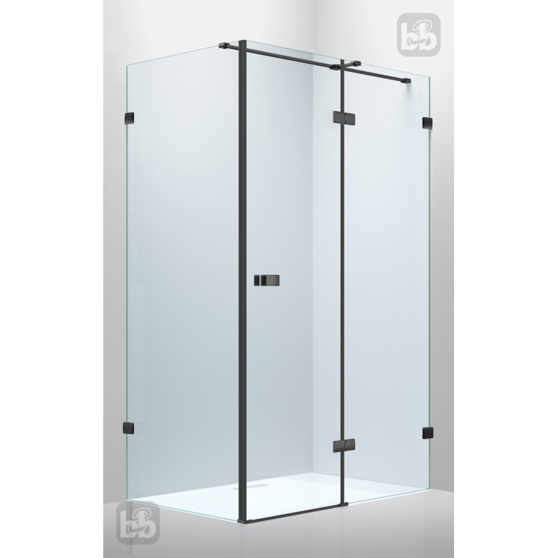VOLLE DE LA NOCHE душевая кабина 120*90*200см (стекла + двери) правая, распашная, стекло прозрачное 8мм с Nano покрытием, ИЗ (10-40-195R-black)