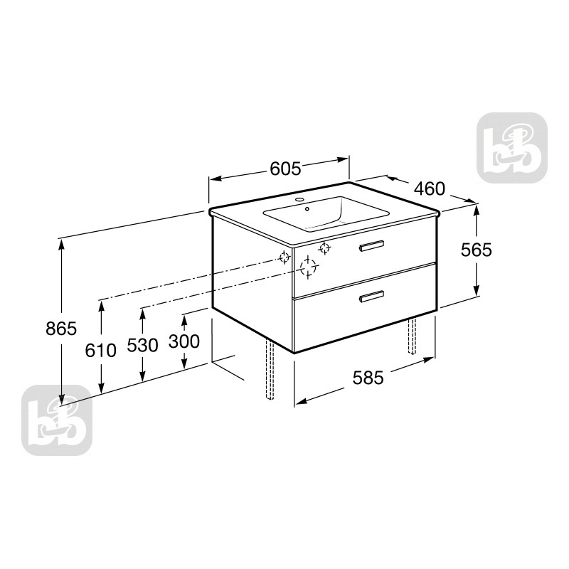 ROCA VICTORIA BASIC тумба с умывальником 60см, цвет береза, (A855854422)