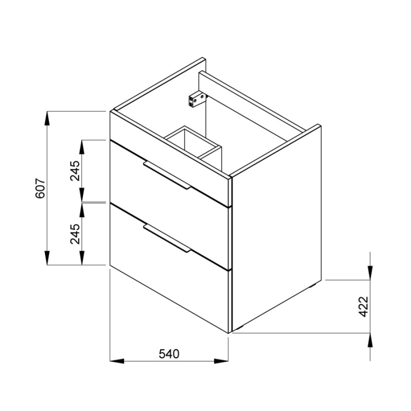 ROCA SUIT шафка 540*422*620мм з раковиною, 1 отвір під змішувач, 2 висуні шухляди, колір білий глянець, (A85118A806)