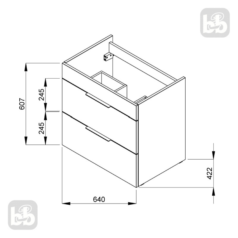 ROCA SUIT тумба 640*422*620мм, з раковиною з 1-м отв. пiд змiш. посерединi, пiдвiсна, бiлий глянець, (A851180806)