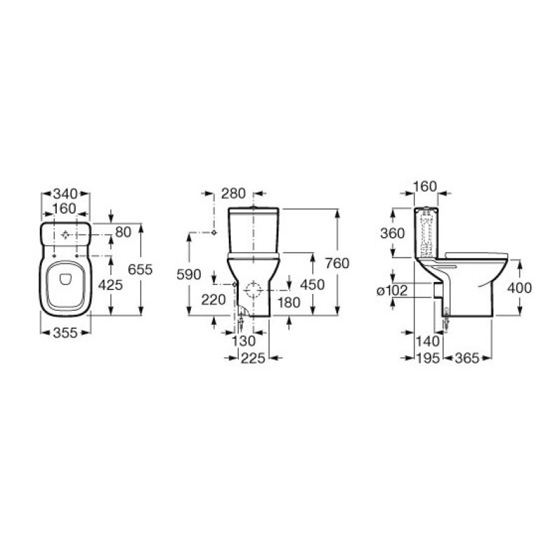 ROCA DEBBA чаша унітазу, г/в, з комплектом кріплень, (A342997000)