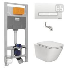 ROCA Набор инсталляционный: GAP Rimless унитаз подвесной с сиденьем Slim + i8109 IMPRESE инсталляция для унитаза 3 в 1, в комплекте клавиша белая Pan, (A34H470000+i8109)