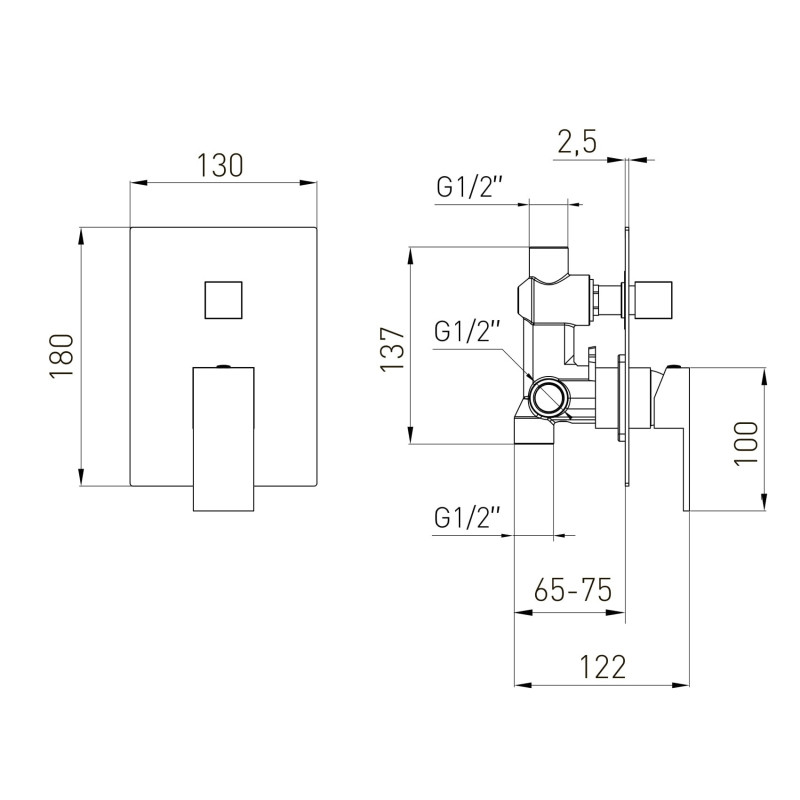 VOLLE PARDO змішувач для ванни прихованого монтажу, cepillado oro, (1548.030215)