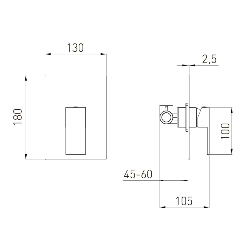 VOLLE PARDO змішувач для душа прихованого монтажу, cromo, (1548.100201)