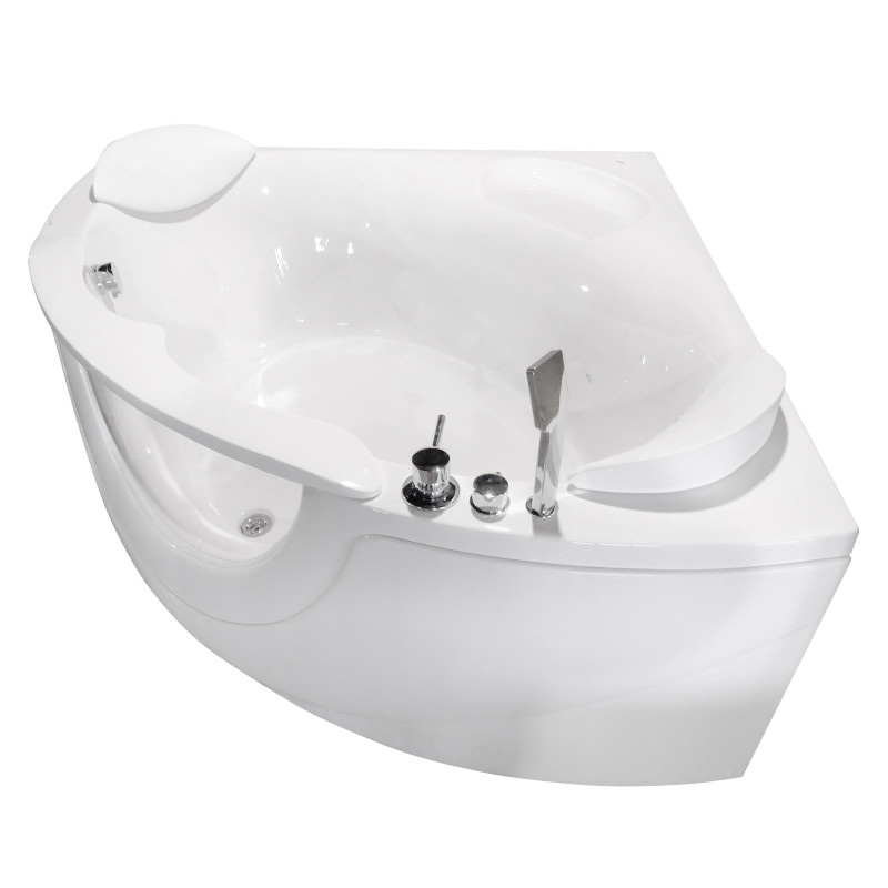 VOLLE Ванна угловая акриловая с окном 1500*1500*630 мм, со смесителем, сифоном и подголовниками, (TS-103CC)