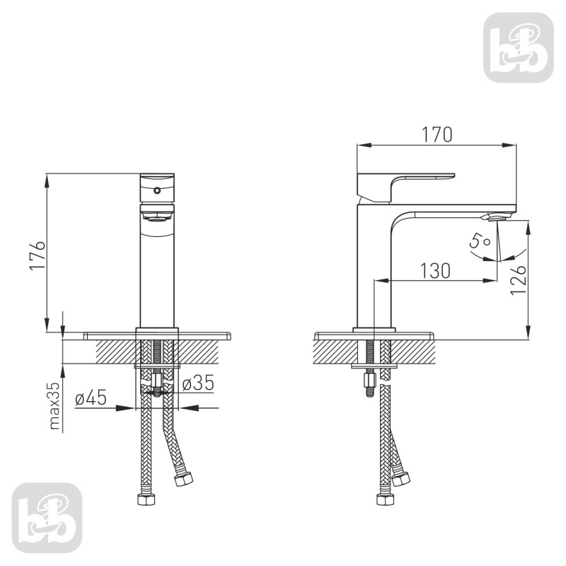 VOLLE DE LA NOCHE змішувач для умивальника, 26 мм, (10-40-1100-black)