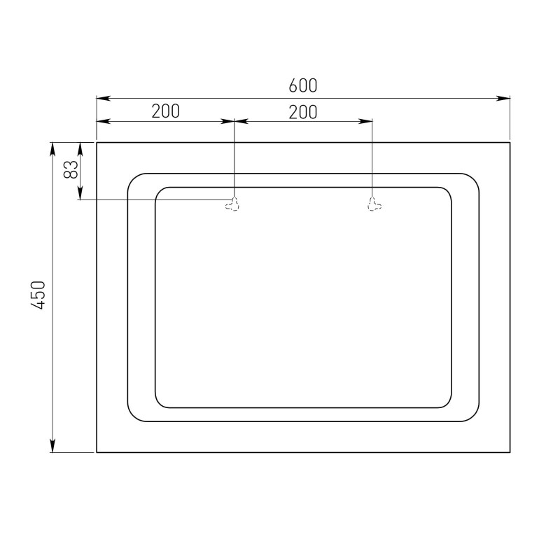 VOLLE Дзеркало прямокутне 45*60см зі світлодіодним підсвітленням, (16-45-560)