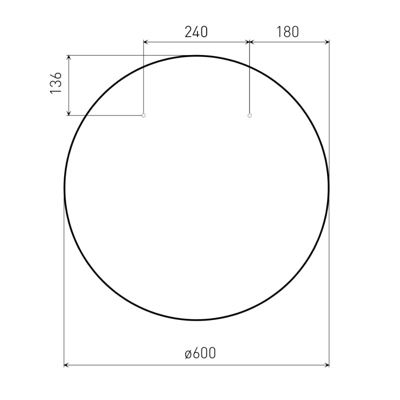 VOLLE Зеркало круглое 60*60см на шлифованной нержавеющей раме, с контурной белой подсветкой, (16-06-999)