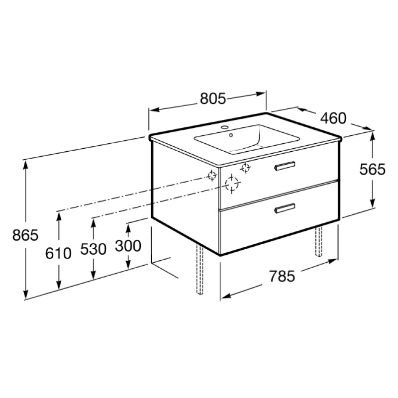 ROCA ВІКТОРІЯ шафка з умивальником 80см, білий, (A855852806)
