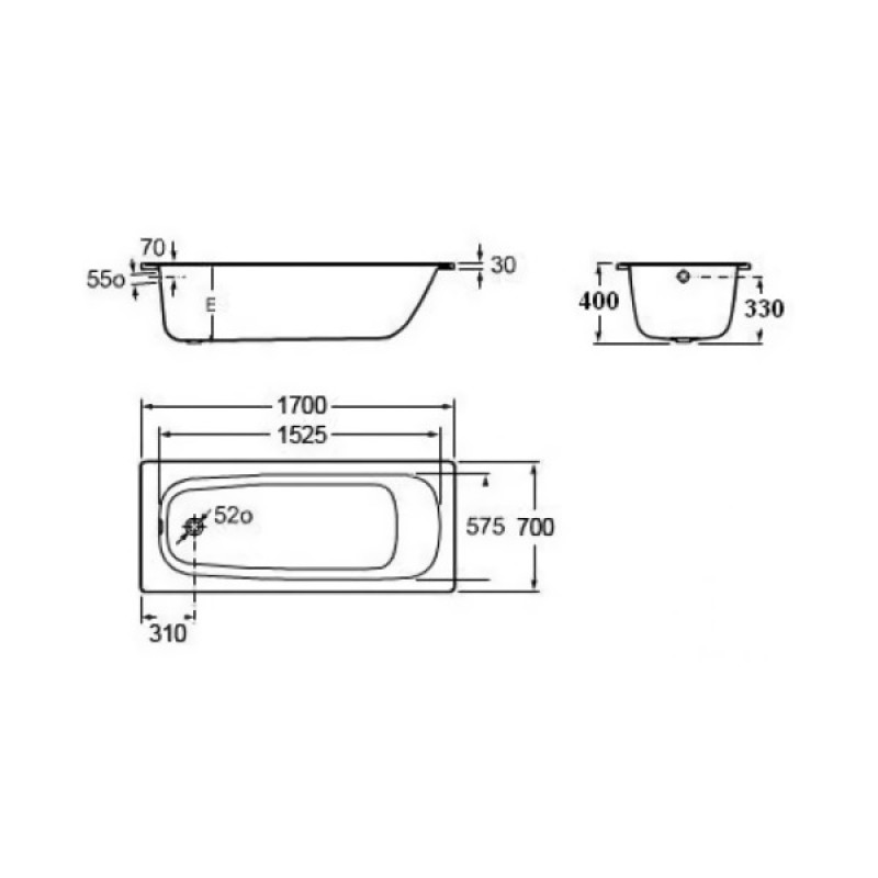 ROCA CONTESA ванна 170*70см, с ножками, (A235860000+A291021000)